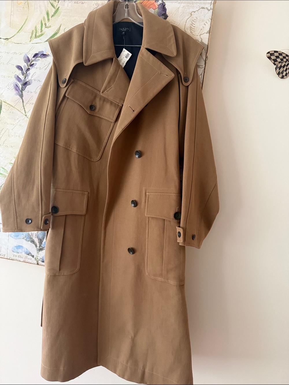 RAG & BONE Gianna Twill Coat In Camel SZ S